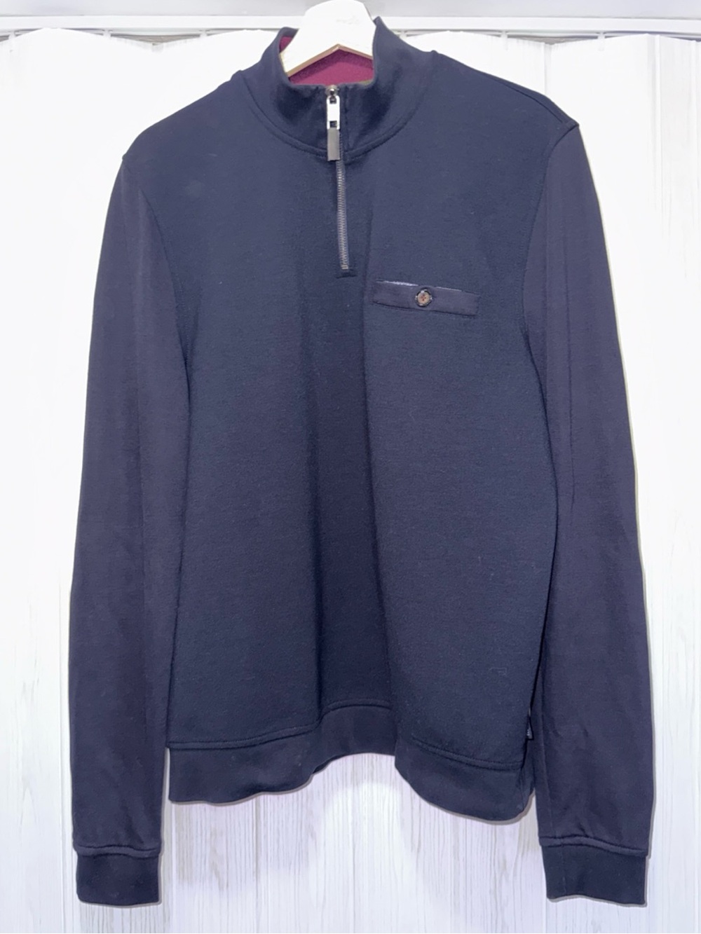 Ted Baker Mens Newbevy Navy Popover Sweater Size 4 US L Slim Fit